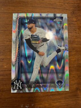 Topps Blue and White Devin Williams Yankees Baseball Card